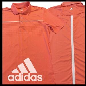☀️Adidas Golf PureMotion CoolMax Coral Orange Polo Tennis Athletic Shirt (M)